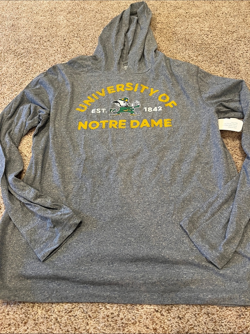 Notre Dame Gray Crewneck Sweatshirt with Yellow Logo